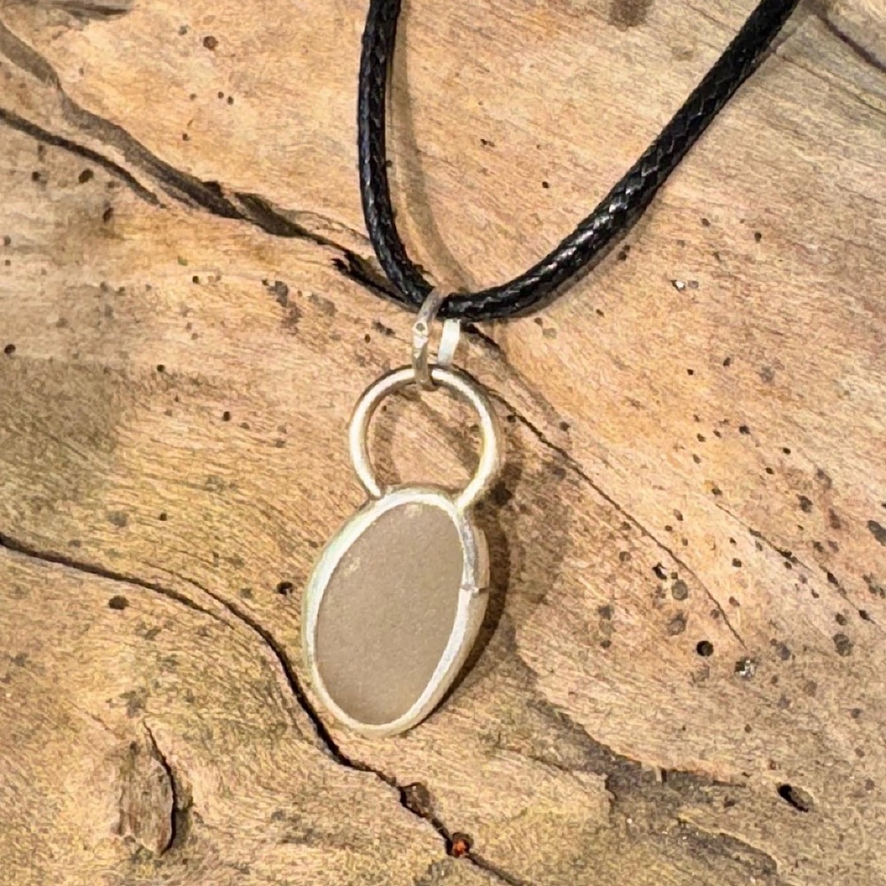 Soft lavender Sea glass Handmade 995 silver soldered necklace beach boho